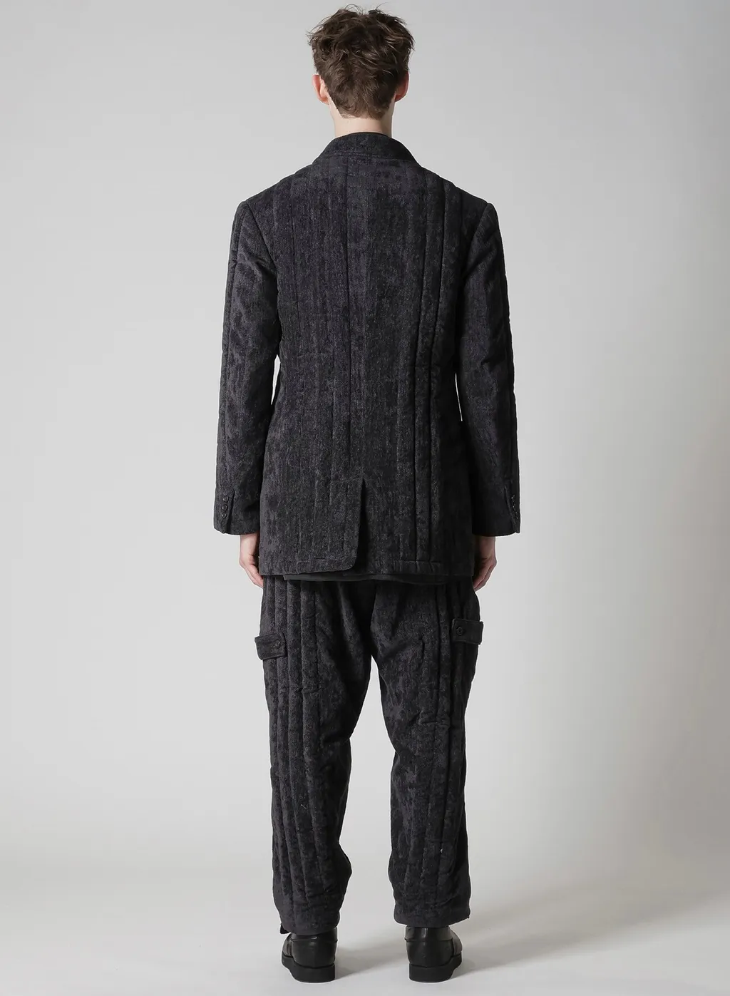 Linen Velvet Tab Detail Paded Jacket