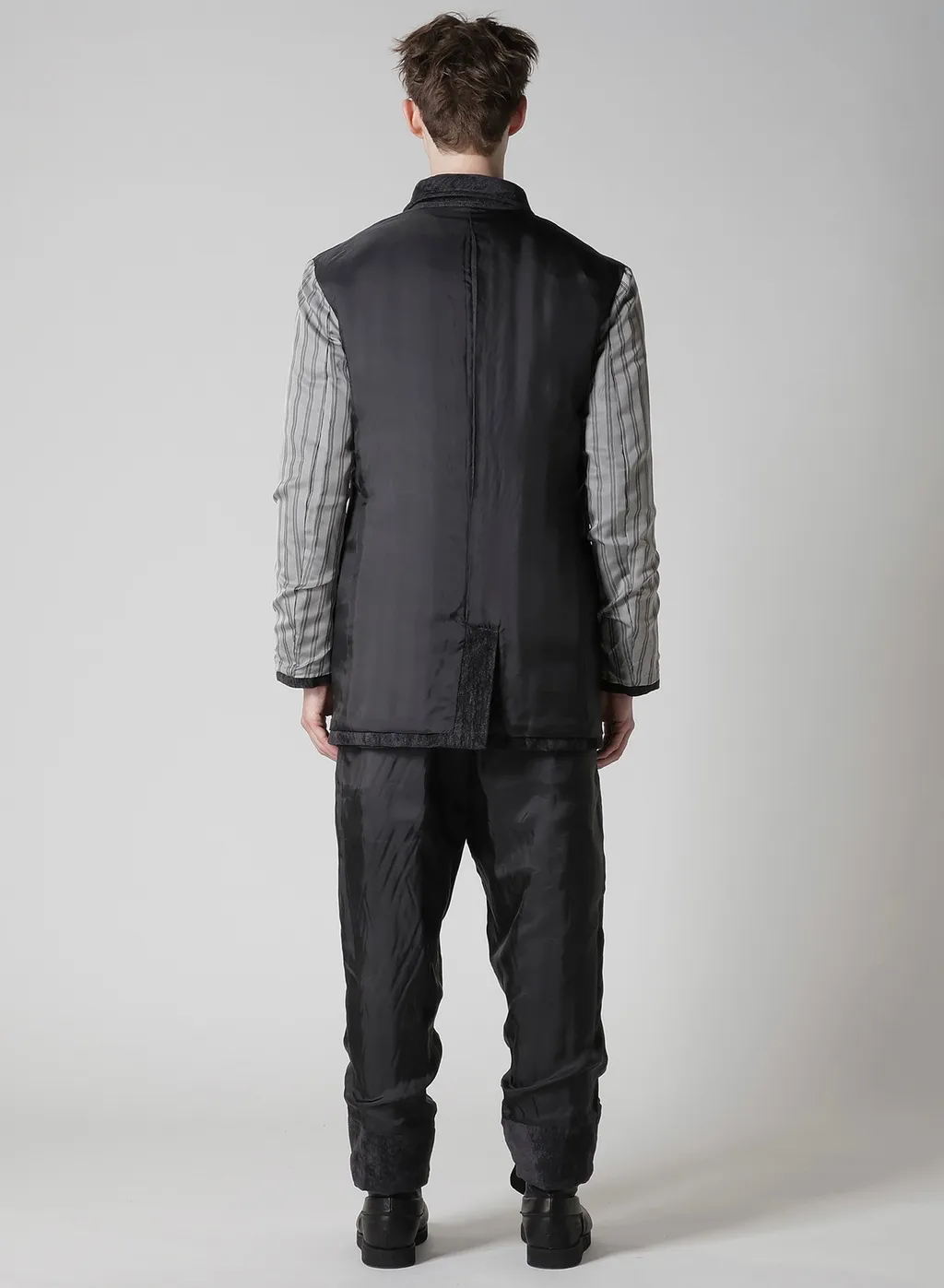 Linen Velvet Tab Detail Paded Jacket