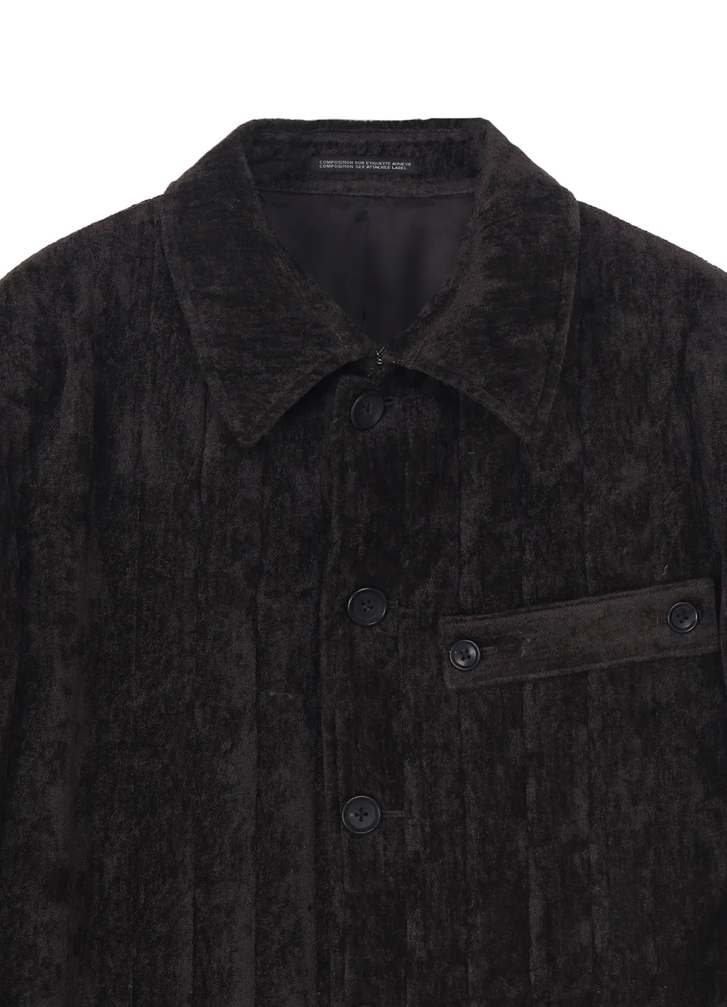 Linen Velvet Tab Detail Paded Jacket
