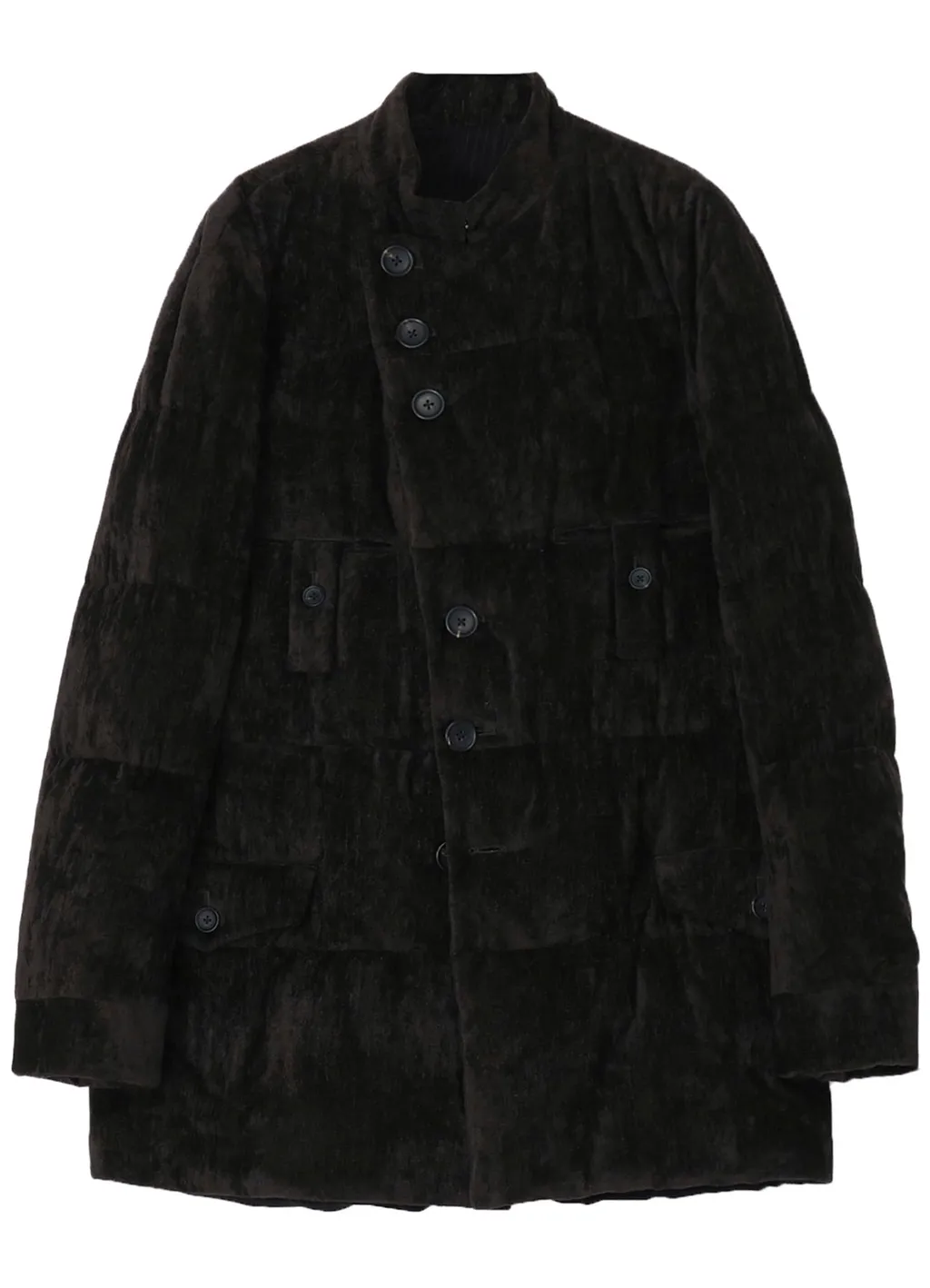 Linen Velvet Horizontal Padded Long Jacket