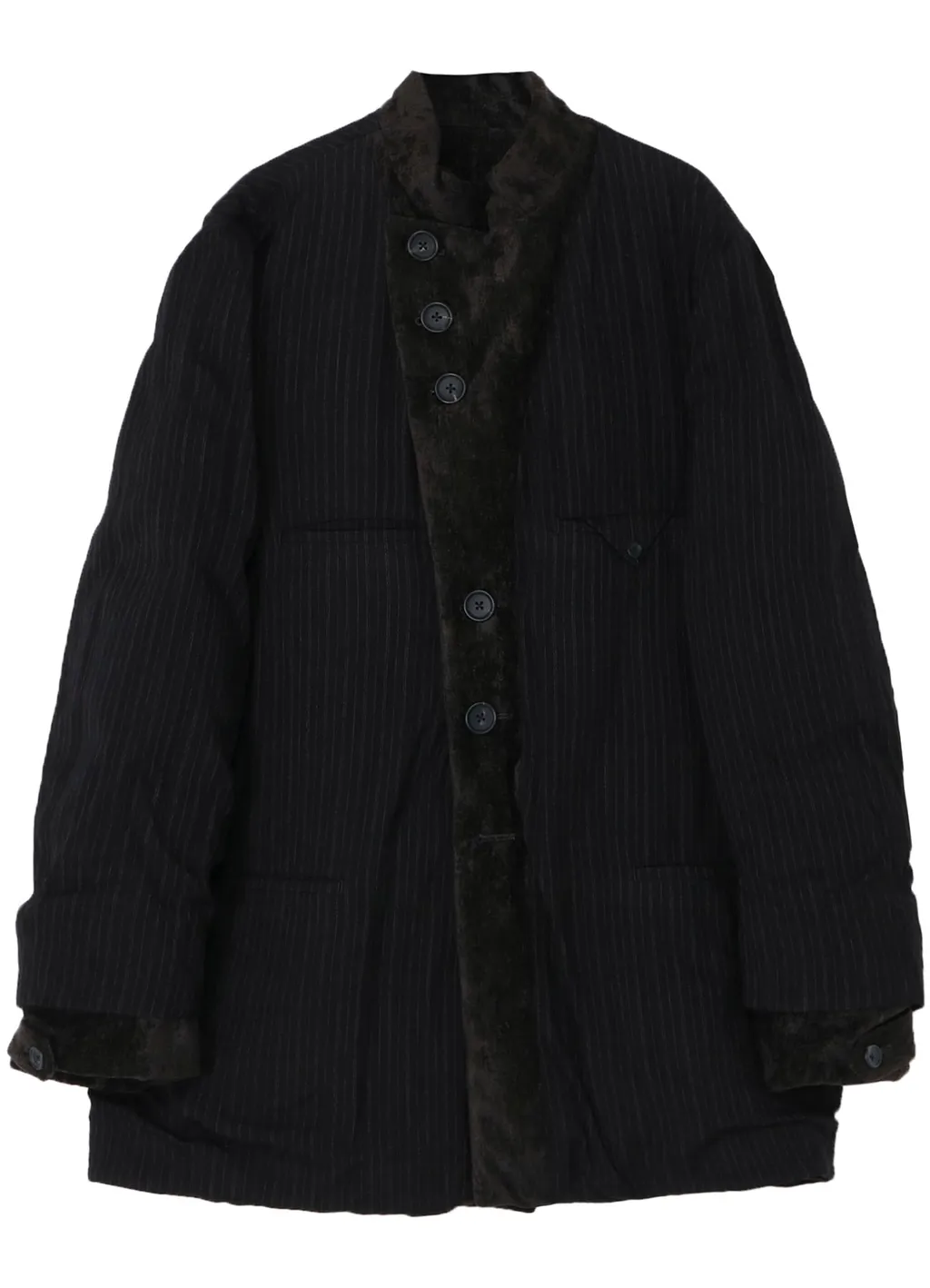 Linen Velvet Horizontal Padded Long Jacket