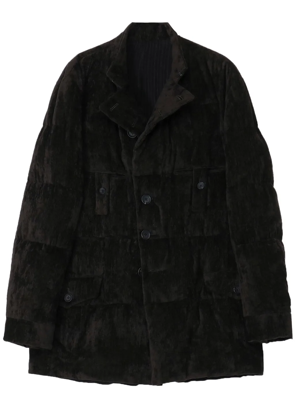 Linen Velvet Horizontal Padded Long Jacket