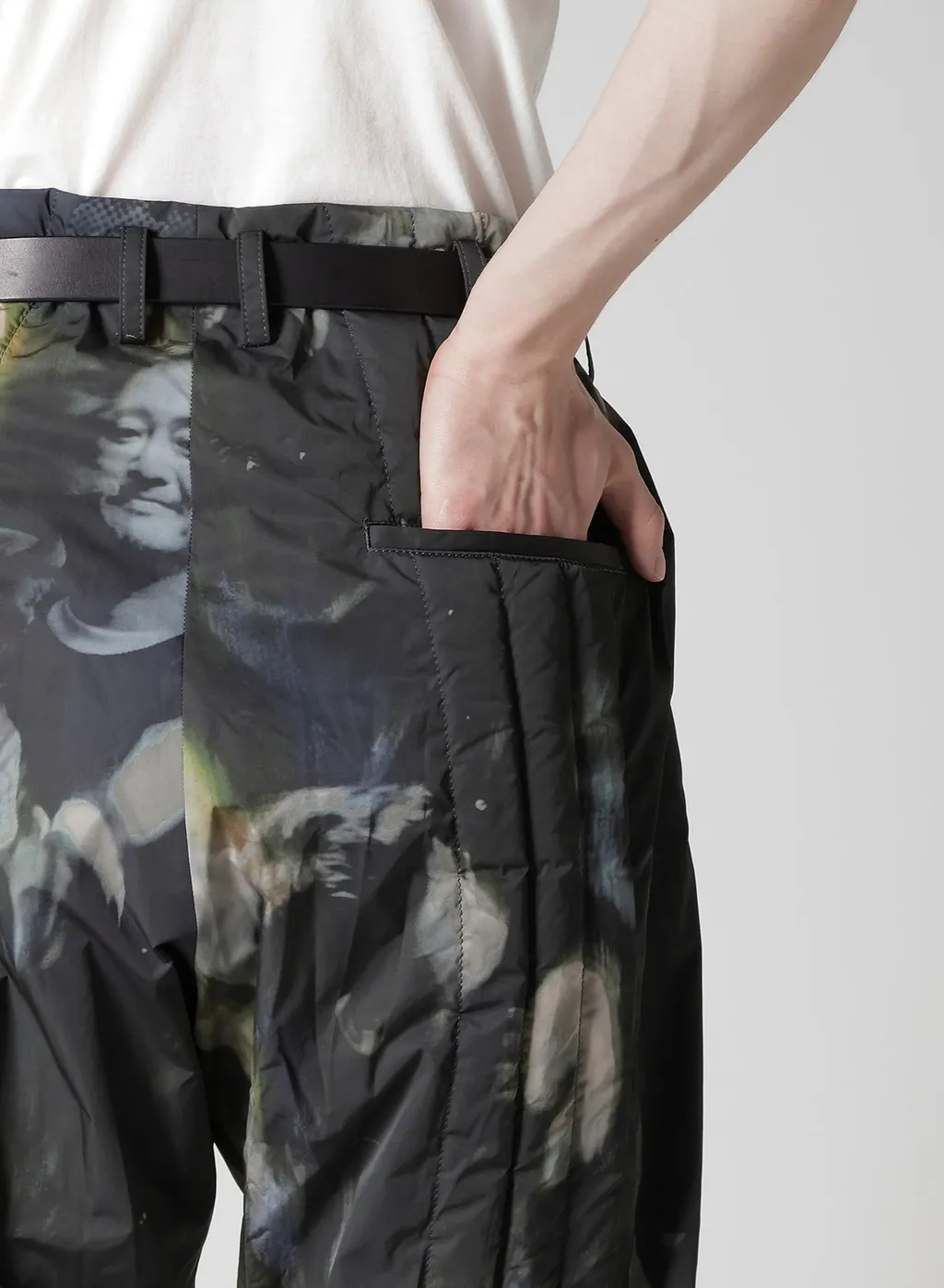 Color Adjustment Printed Padded Pants