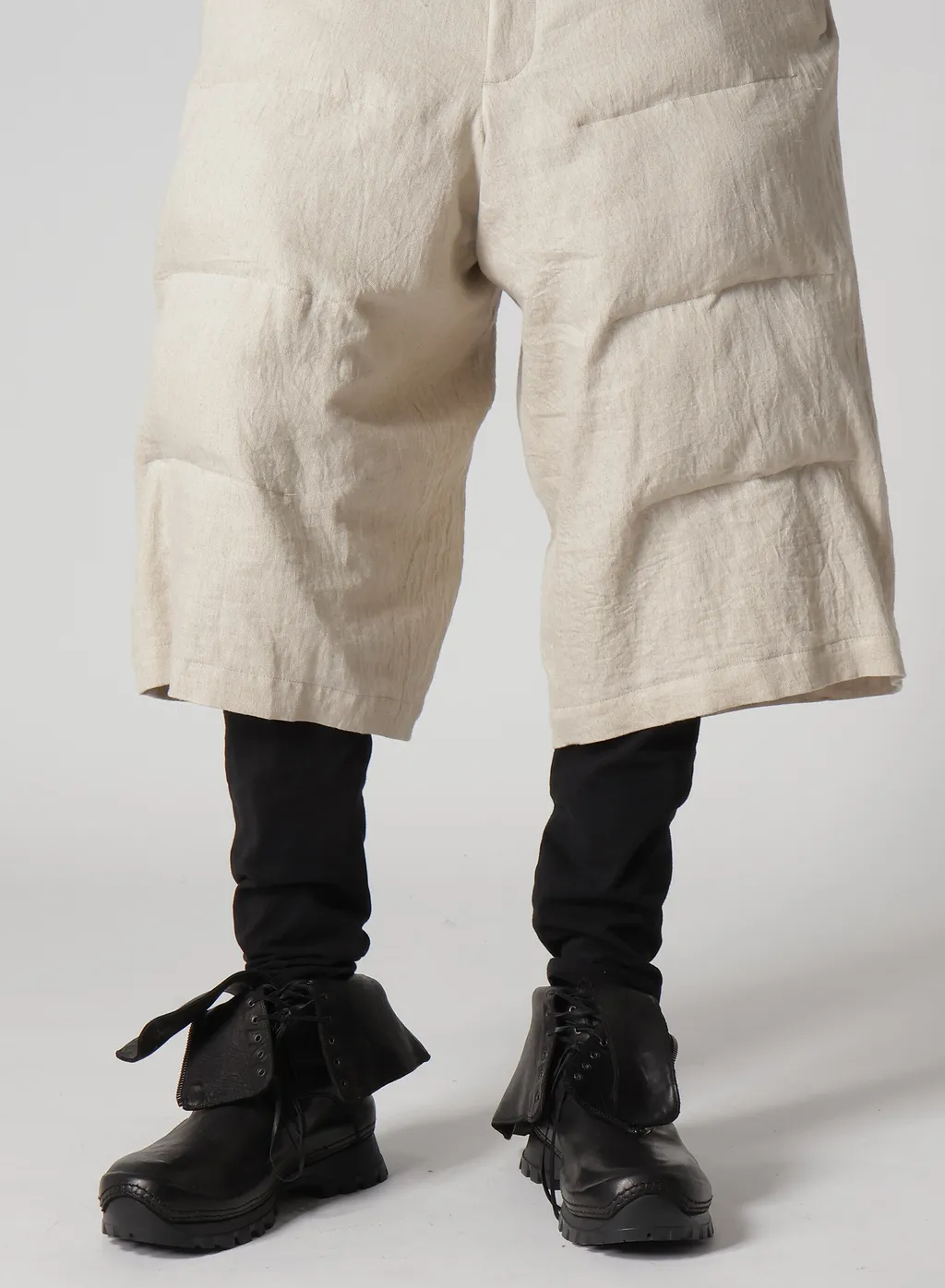 Linen/Cotton Denim Padded Short Pants