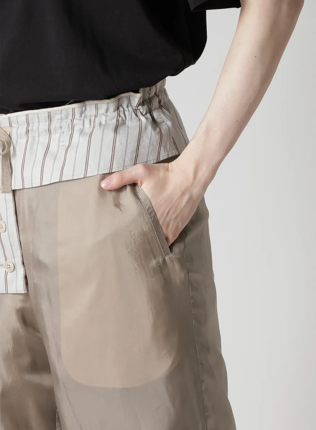 Linen/Cotton Denim Padded Short Pants