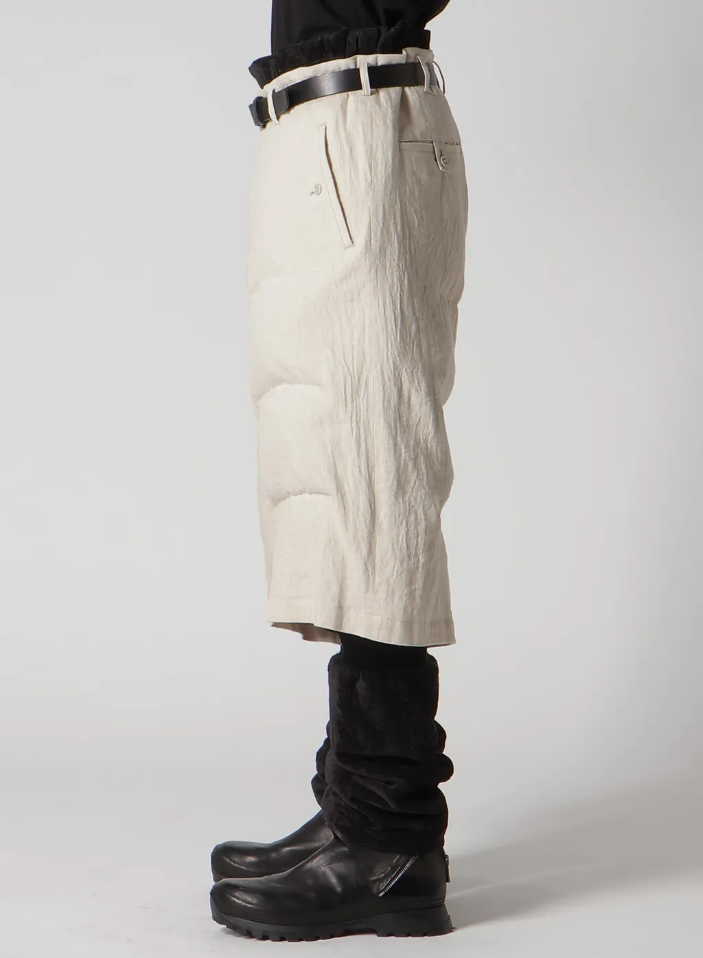 Linen/Cotton Denim Padded Short Pants