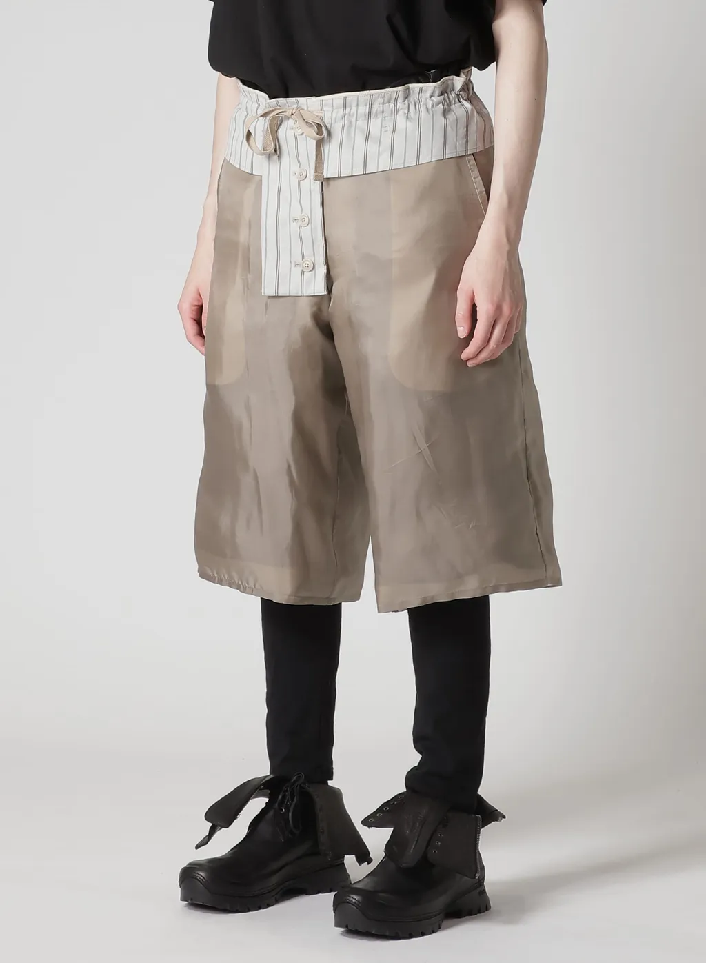 Linen/Cotton Denim Padded Short Pants