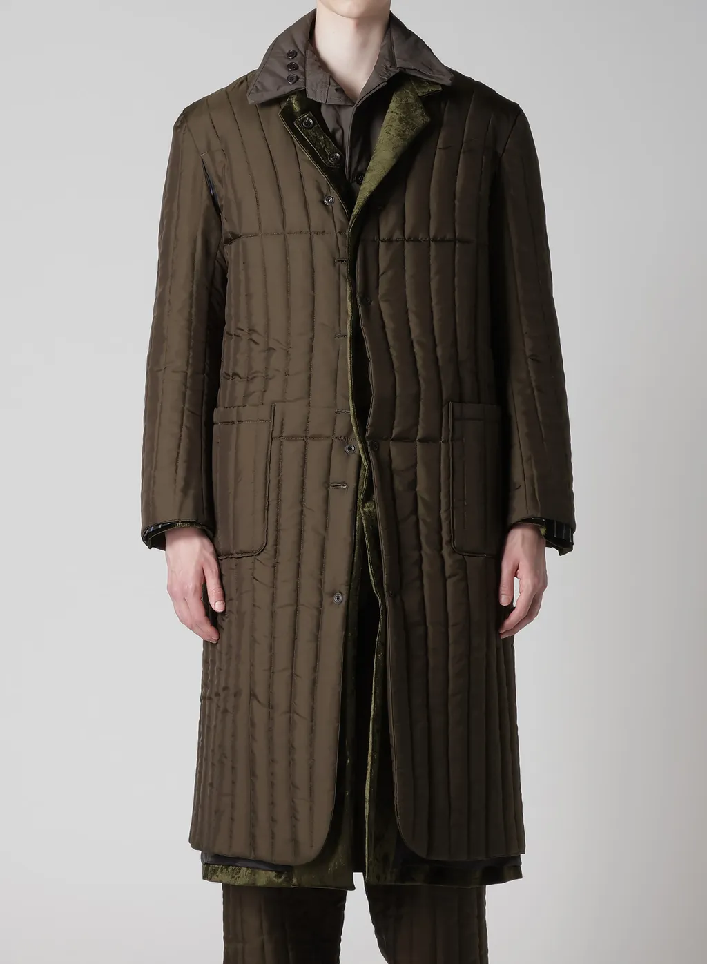 Bell Khaki 4 Buttons Long Jacket With Liner