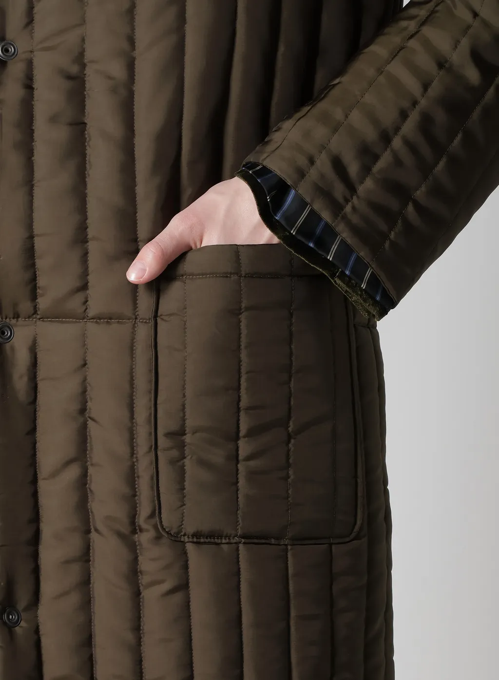 Bell Khaki 4 Buttons Long Jacket With Liner