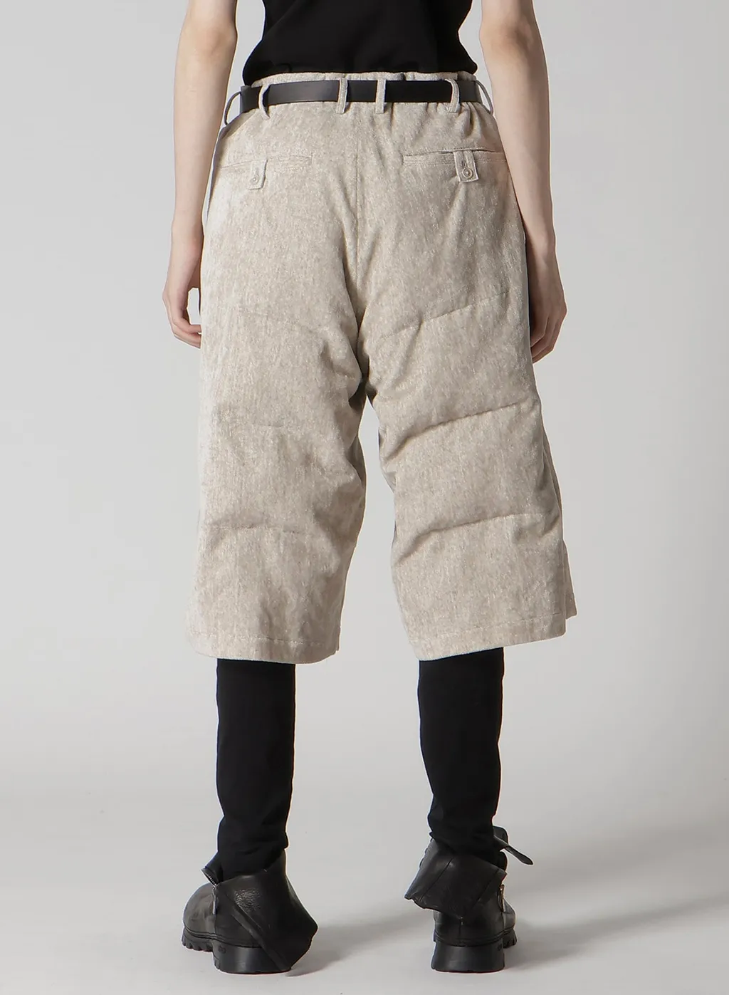 Raw Linen Velvet Padded Short Pants