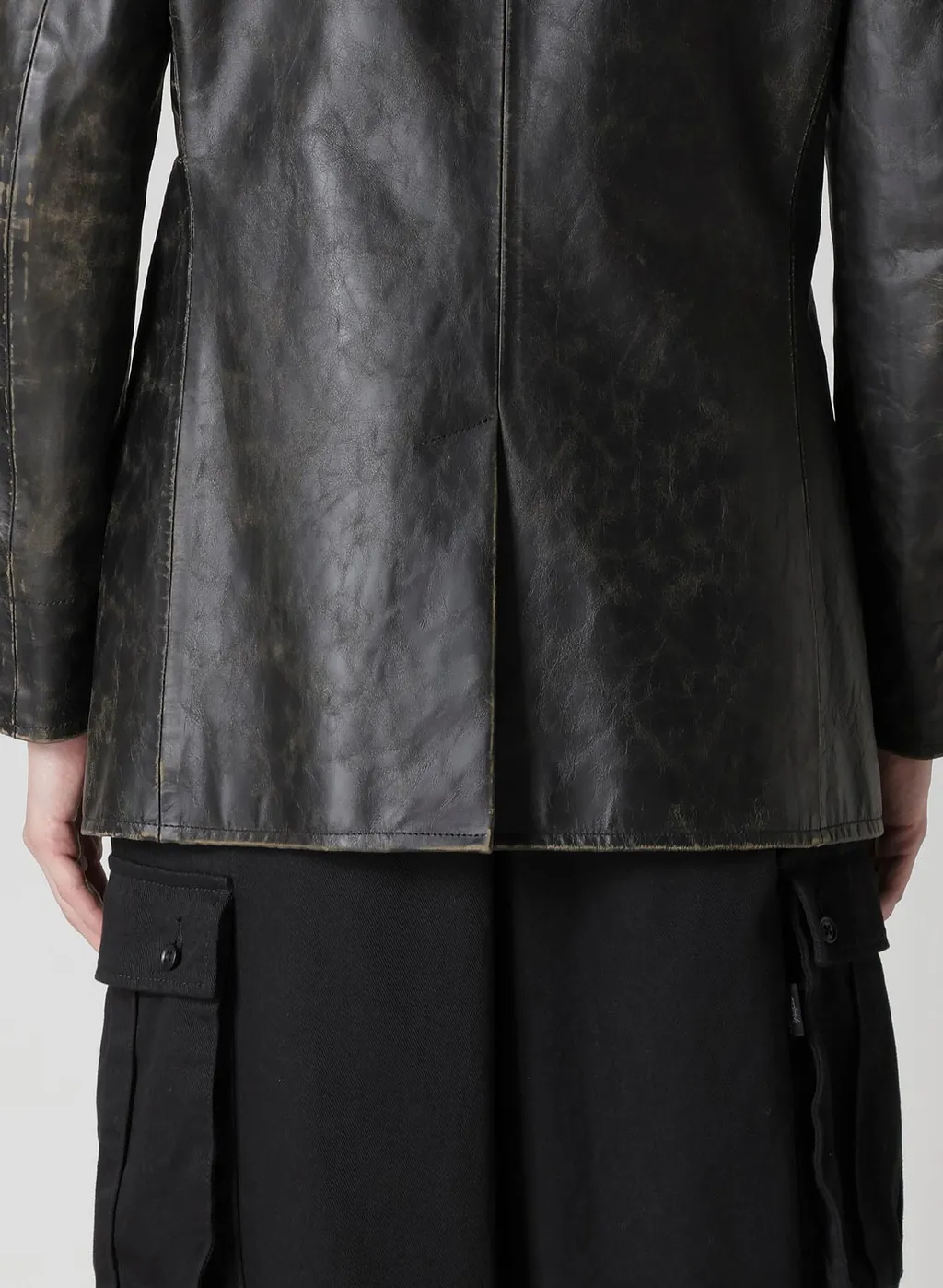 Japan Horse Leather Clap Double Front Collar Coat