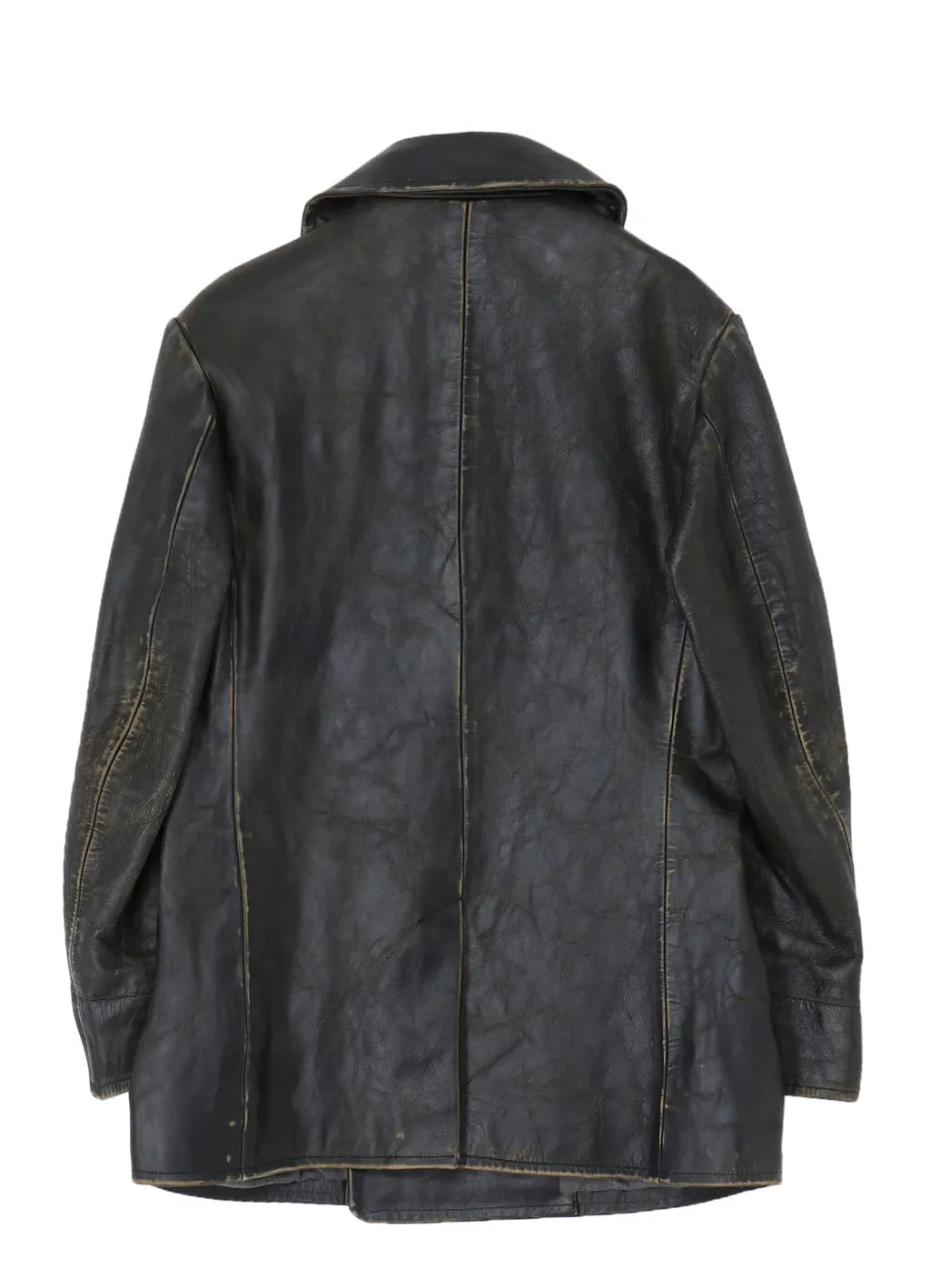 Japan Horse Leather Clap Double Front Collar Coat
