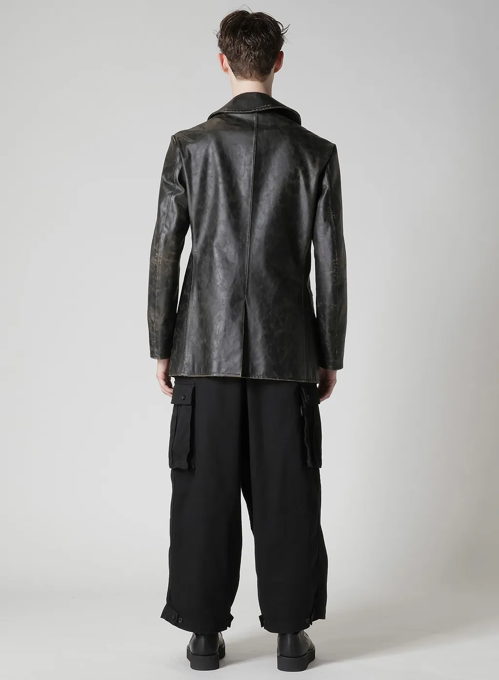 Japan Horse Leather Clap Double Front Collar Coat