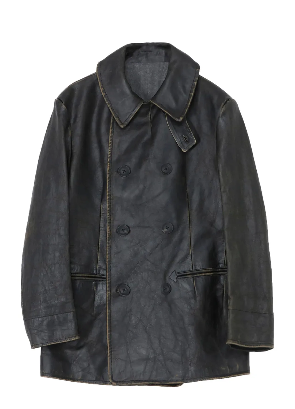 Japan Horse Leather Clap Double Front Collar Coat