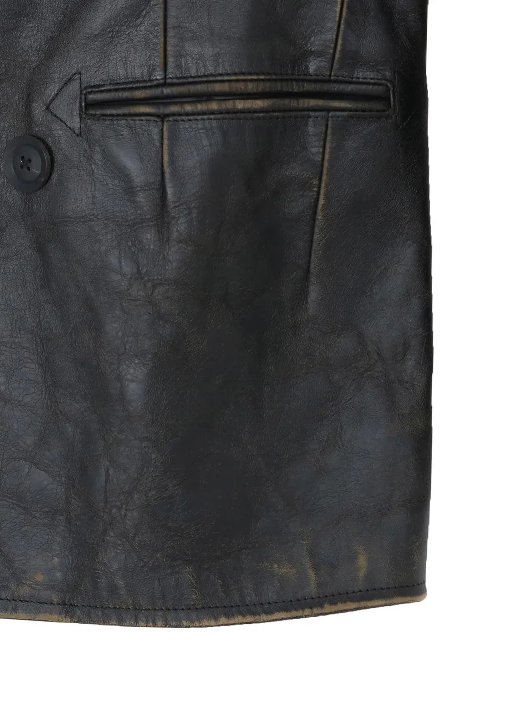 Japan Horse Leather Clap Double Front Collar Coat