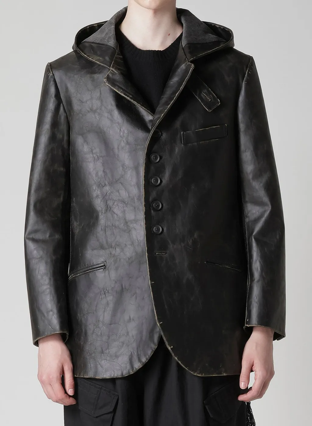 Japan Horse Leather Clap Hooded Jacket