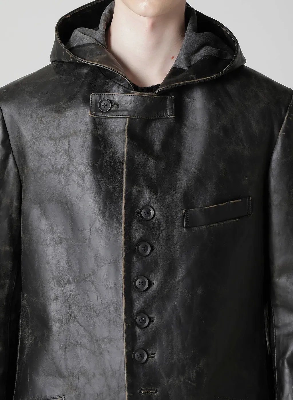 Japan Horse Leather Clap Hooded Jacket