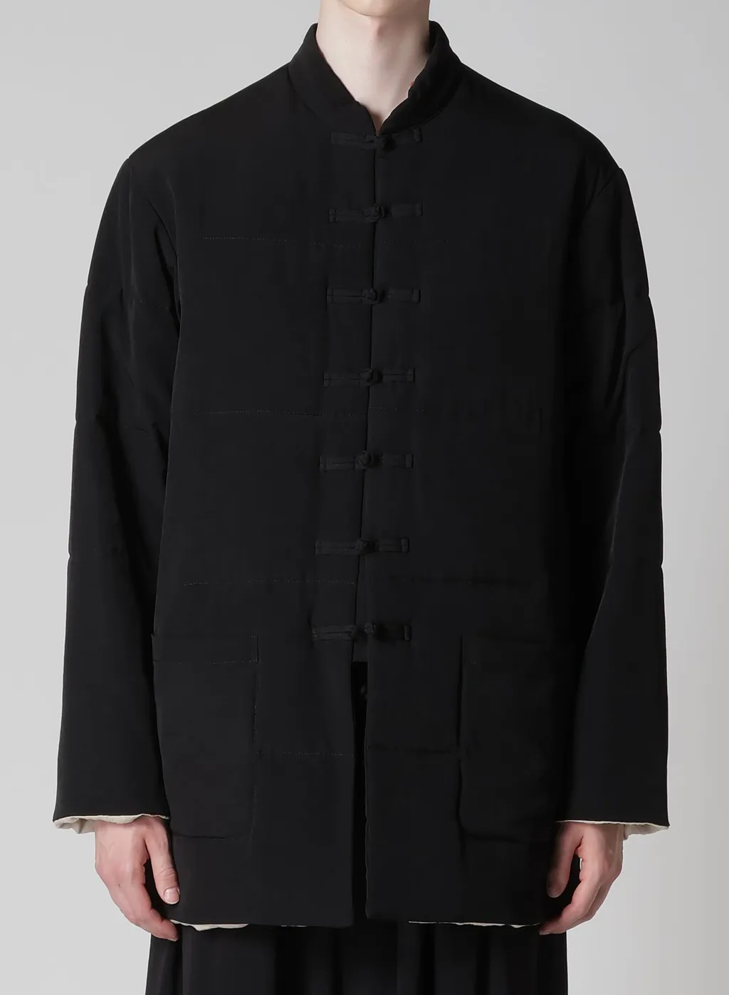 Ta Tuxedo Stand Collar Reversible Padded Blouse
