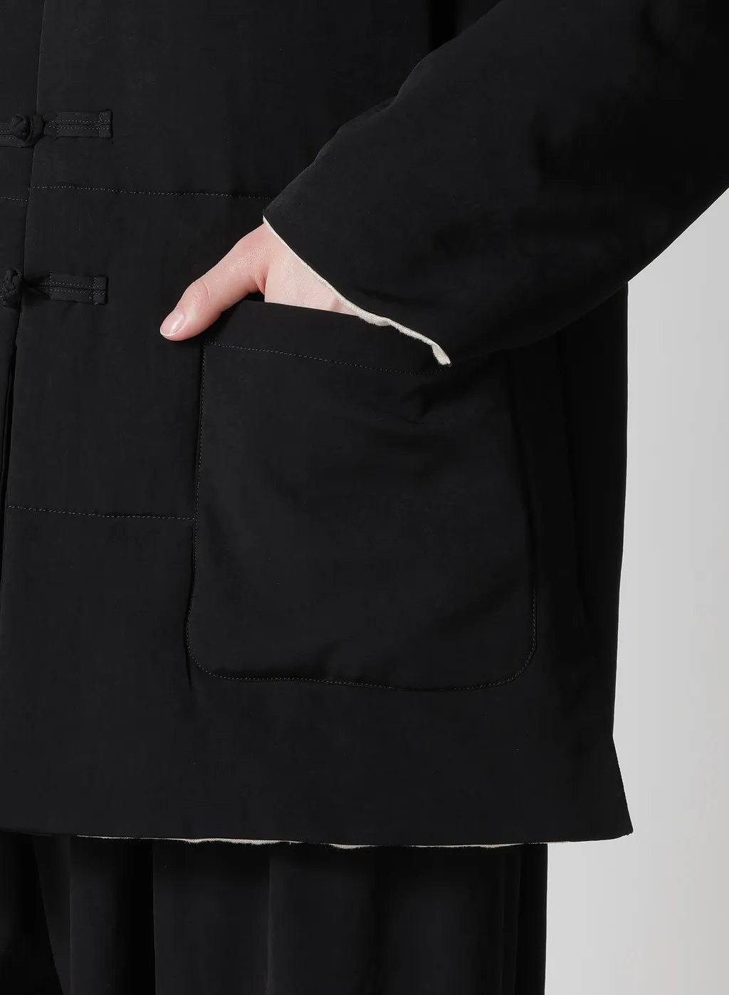 Ta Tuxedo Stand Collar Reversible Padded Blouse
