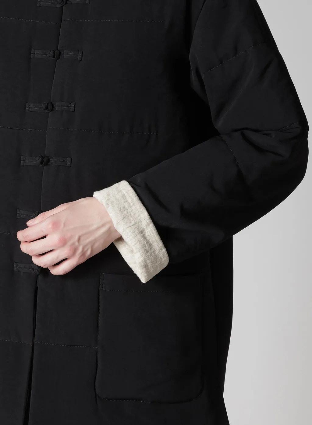 Ta Tuxedo Stand Collar Reversible Padded Blouse