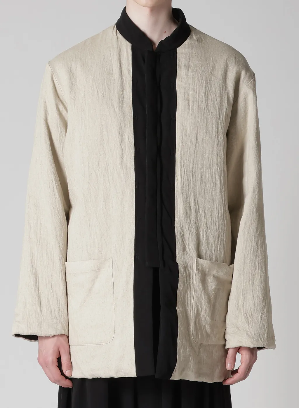 Ta Tuxedo Stand Collar Reversible Padded Blouse