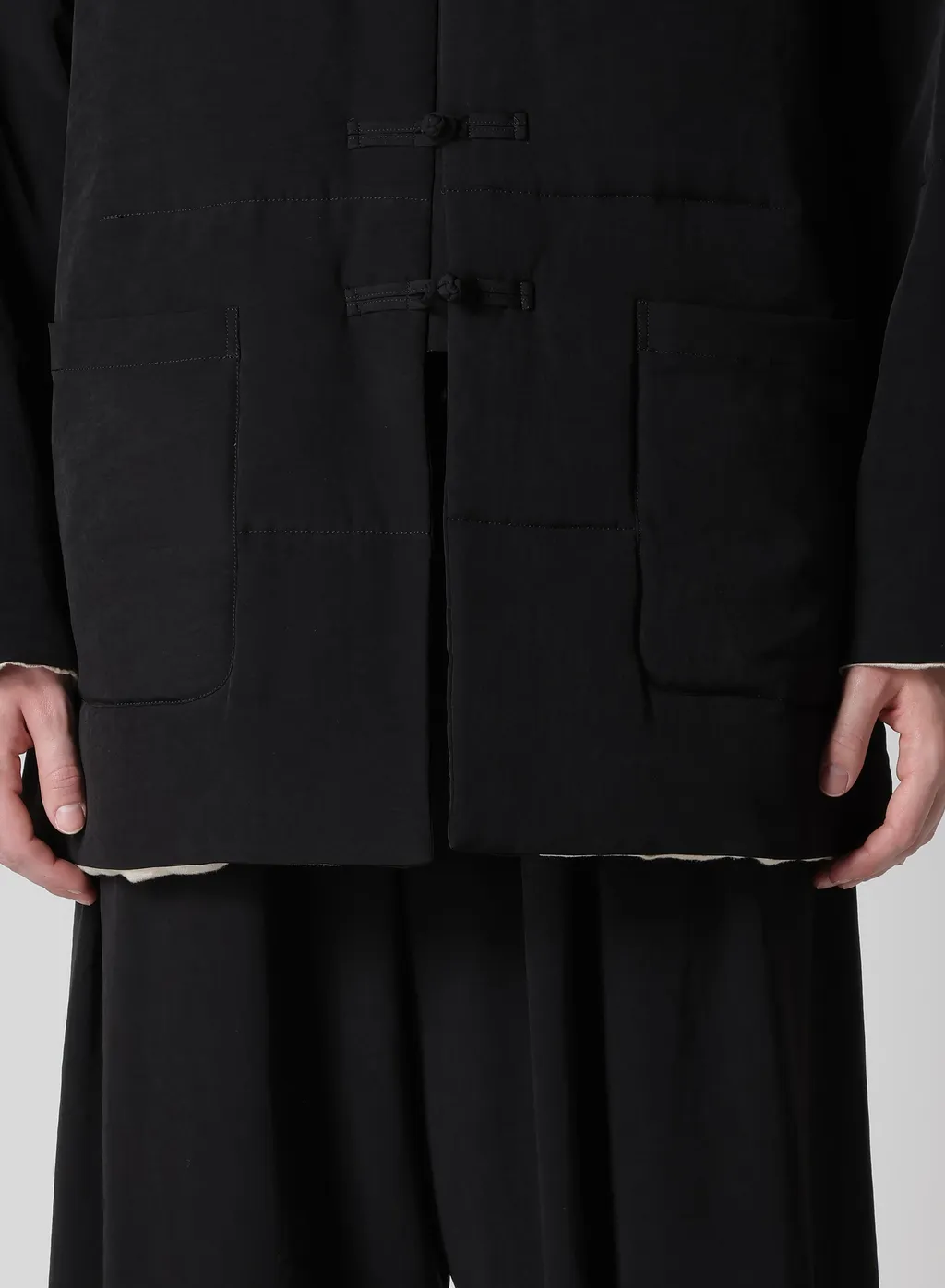 Ta Tuxedo Stand Collar Reversible Padded Blouse