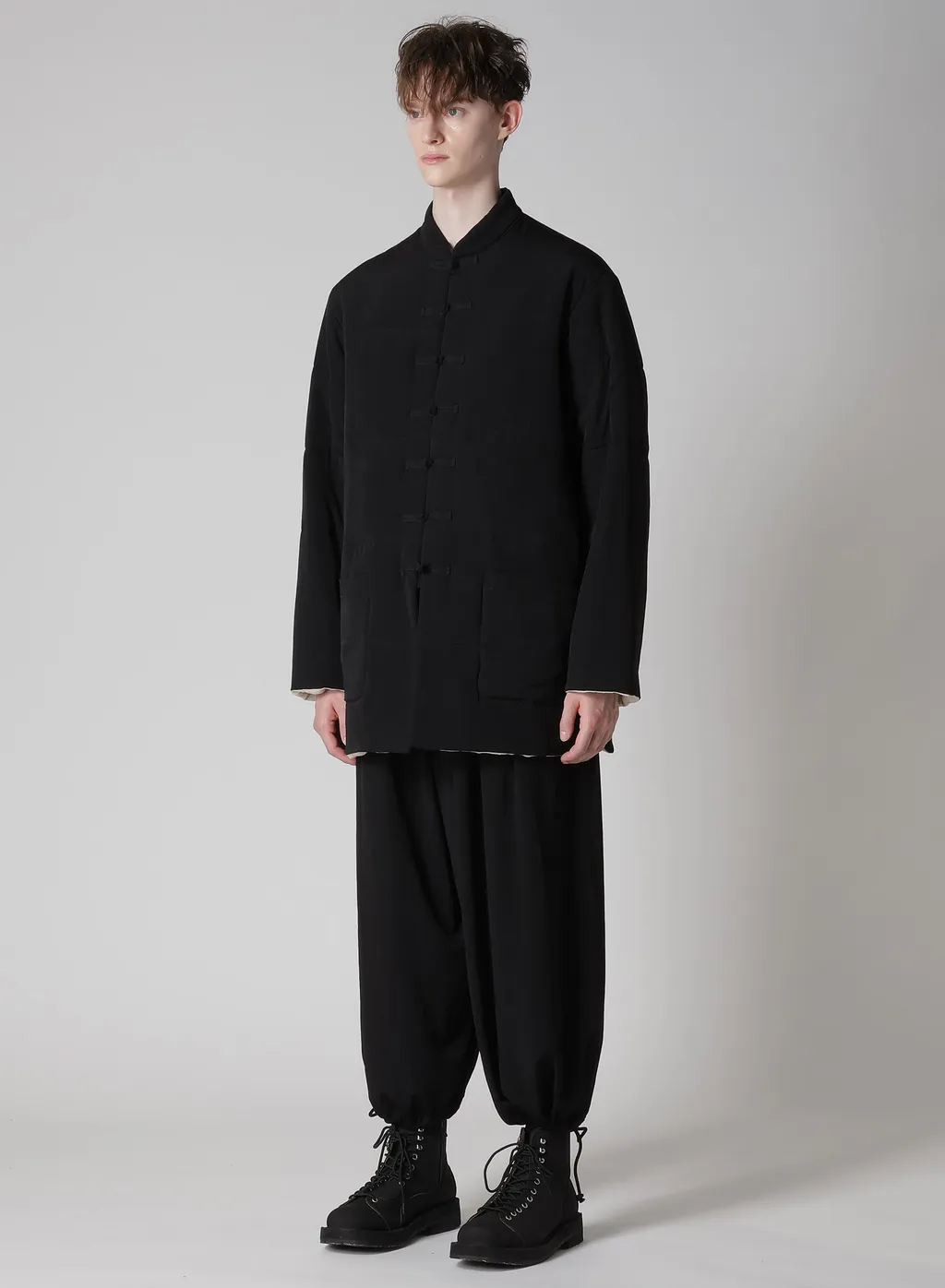 Ta Tuxedo Stand Collar Reversible Padded Blouse