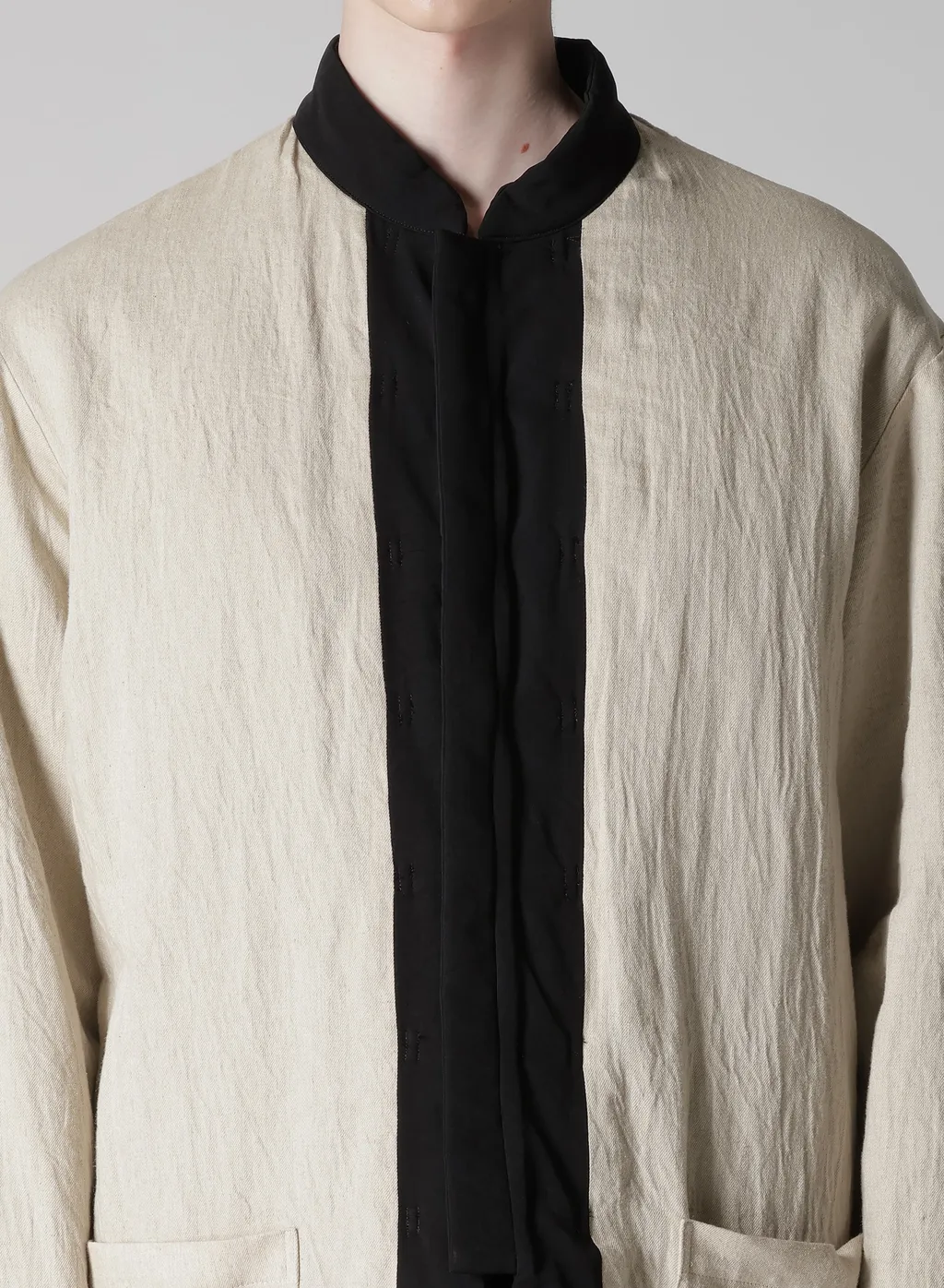 Ta Tuxedo Stand Collar Reversible Padded Blouse