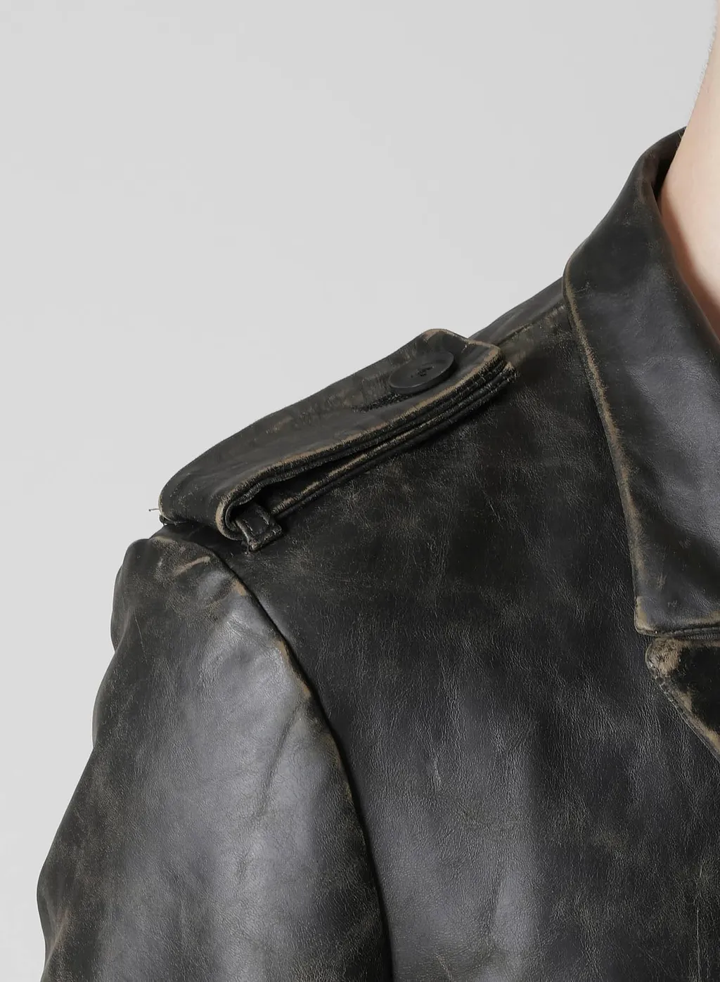 Japan Horse Leather Clap Peacked Lapel Jacket