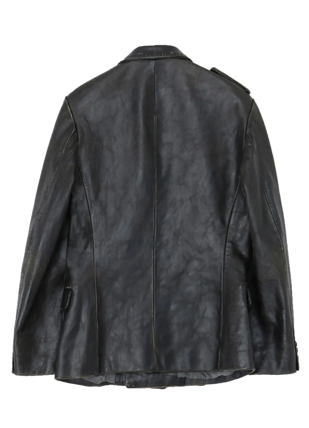 Japan Horse Leather Clap Peacked Lapel Jacket