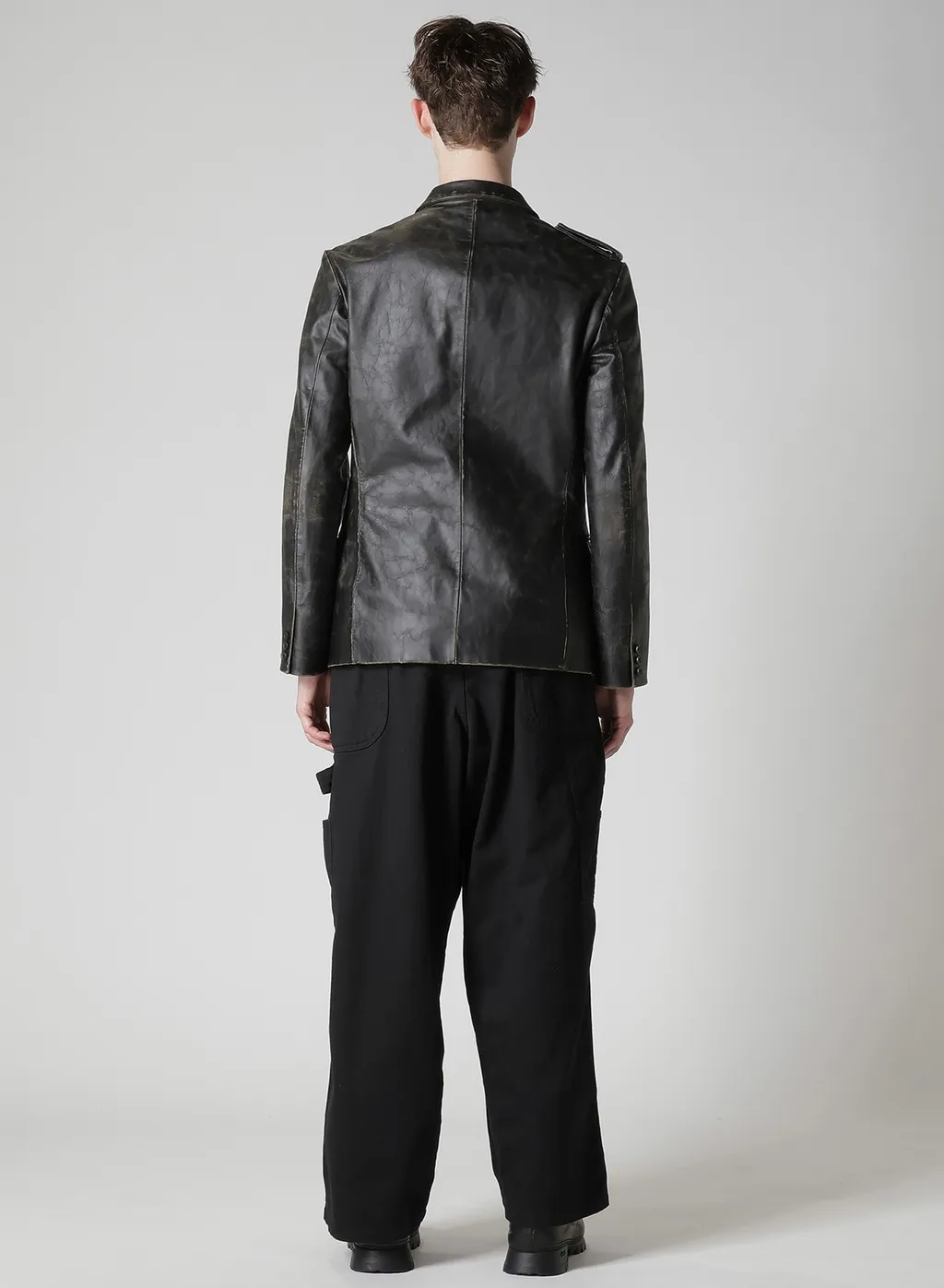 Japan Horse Leather Clap Peacked Lapel Jacket