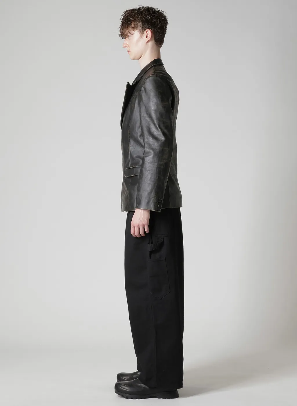 Japan Horse Leather Clap Peacked Lapel Jacket