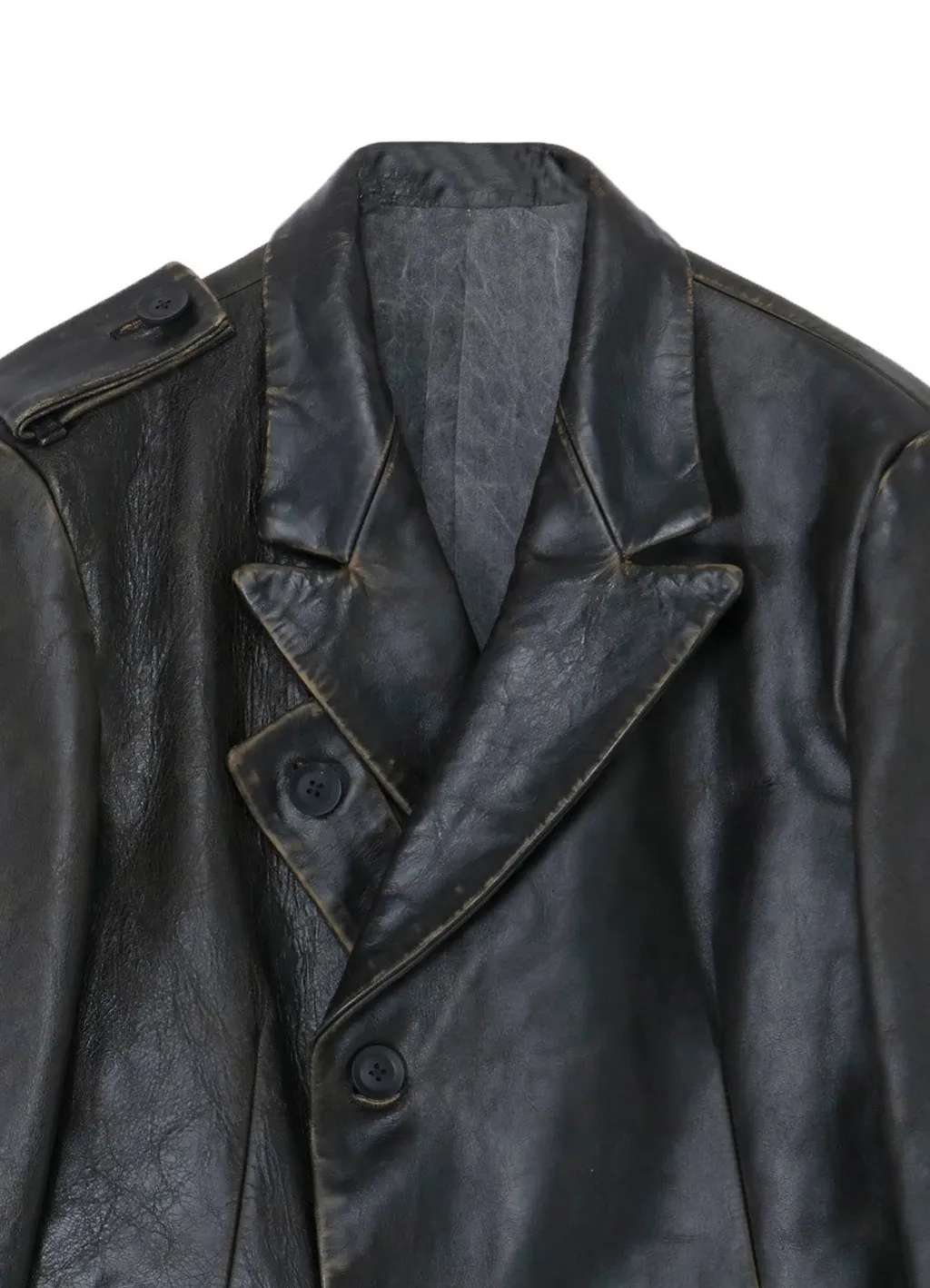 Japan Horse Leather Clap Peacked Lapel Jacket