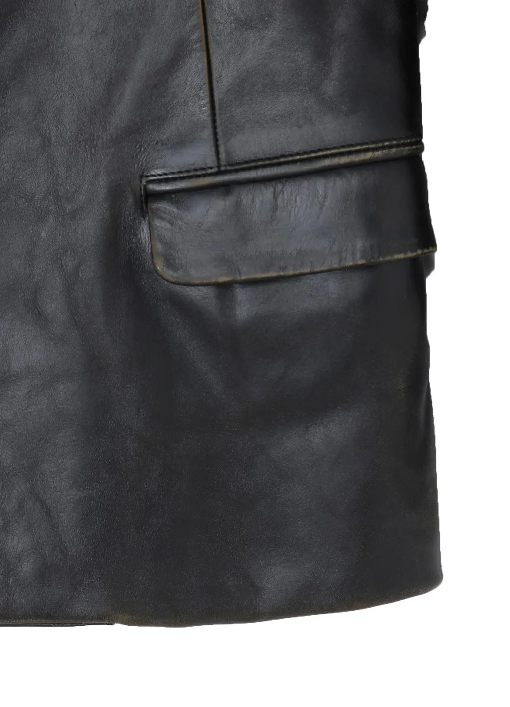 Japan Horse Leather Clap Peacked Lapel Jacket