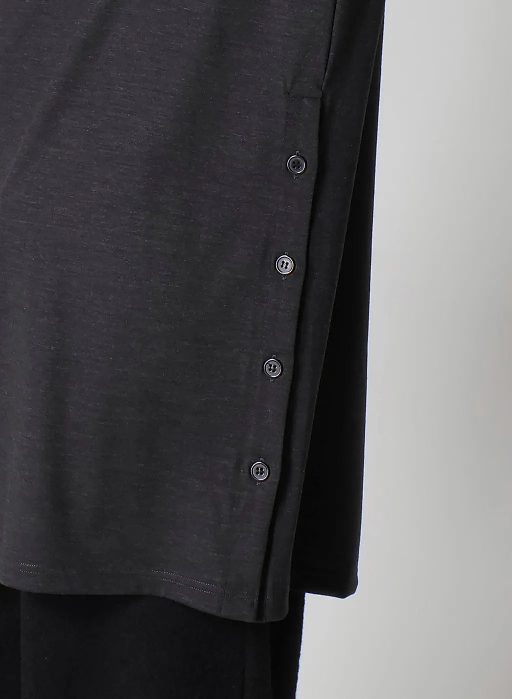 Wool Single Jersey Side Slit Button Detail T