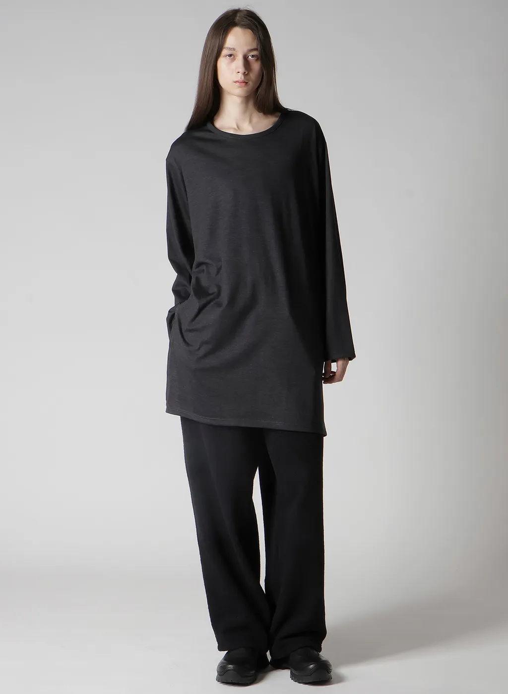 Wool Single Jersey Side Slit Button Detail T