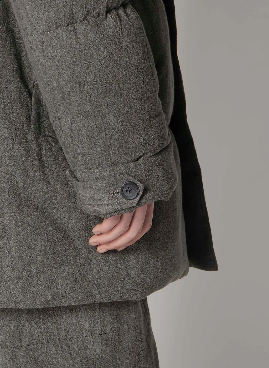 Cotton Linen Inked Horizontal Padded Long Jacket