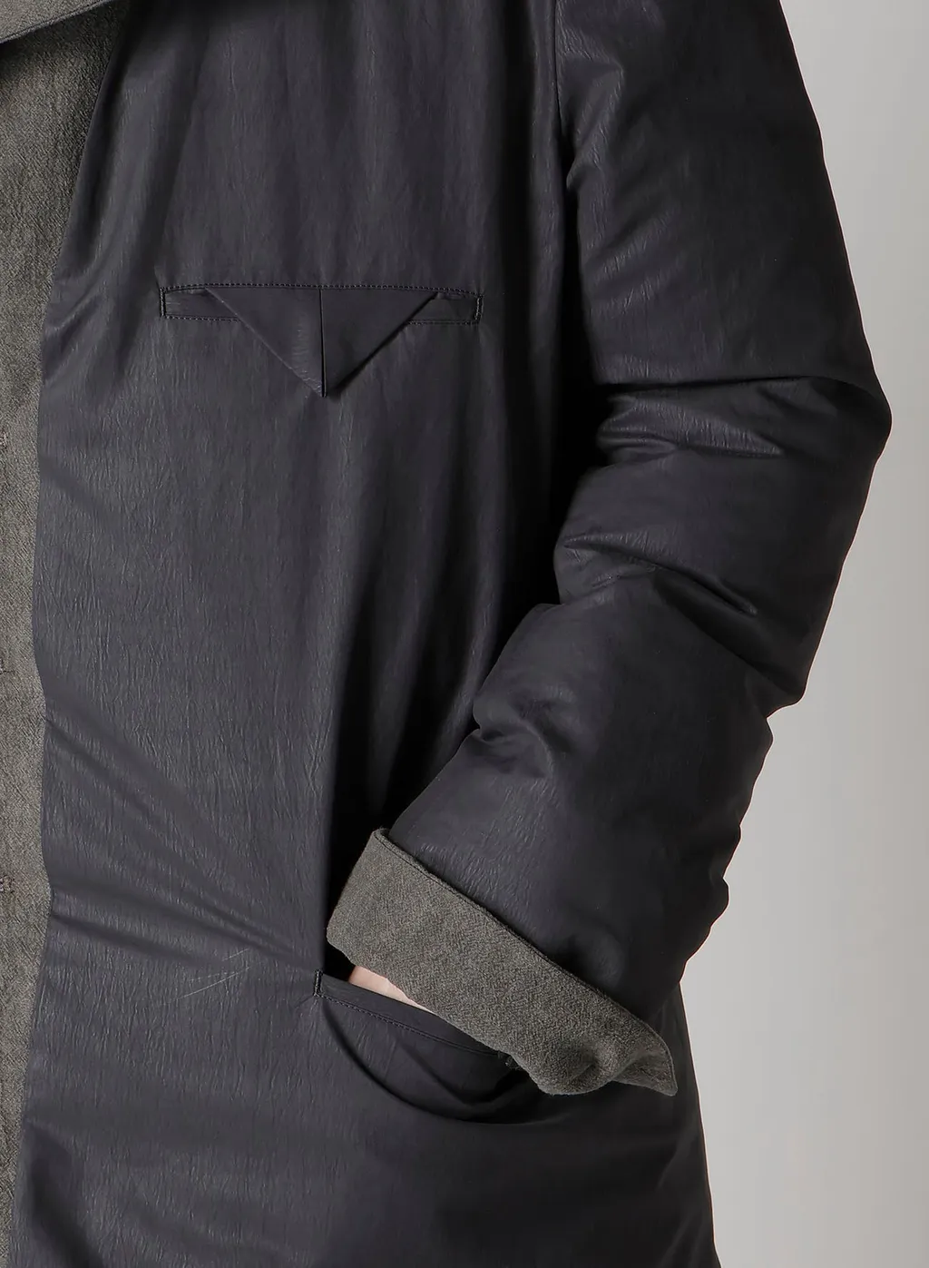 Cotton Linen Inked Horizontal Padded Long Jacket