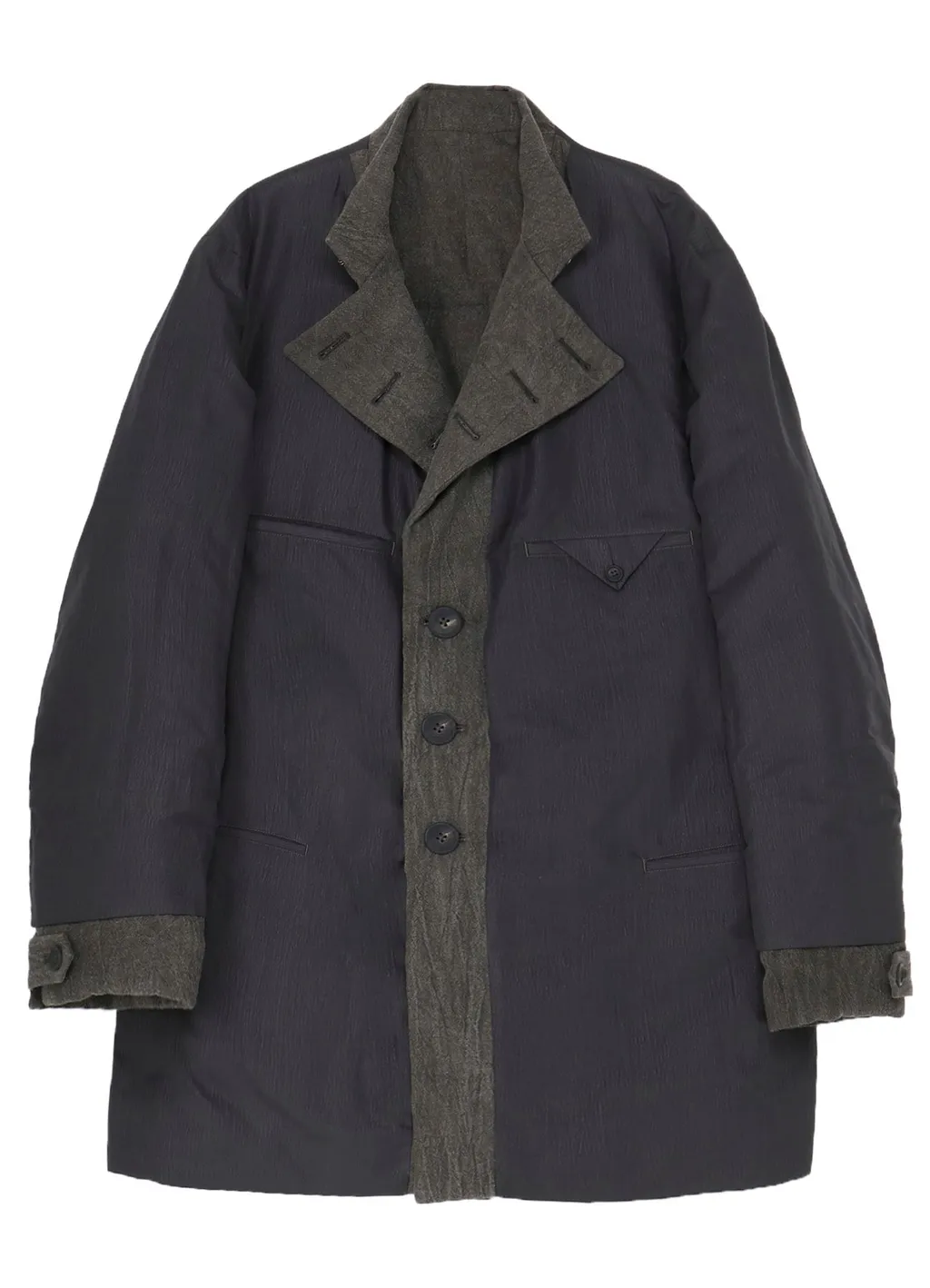 Cotton Linen Inked Horizontal Padded Long Jacket