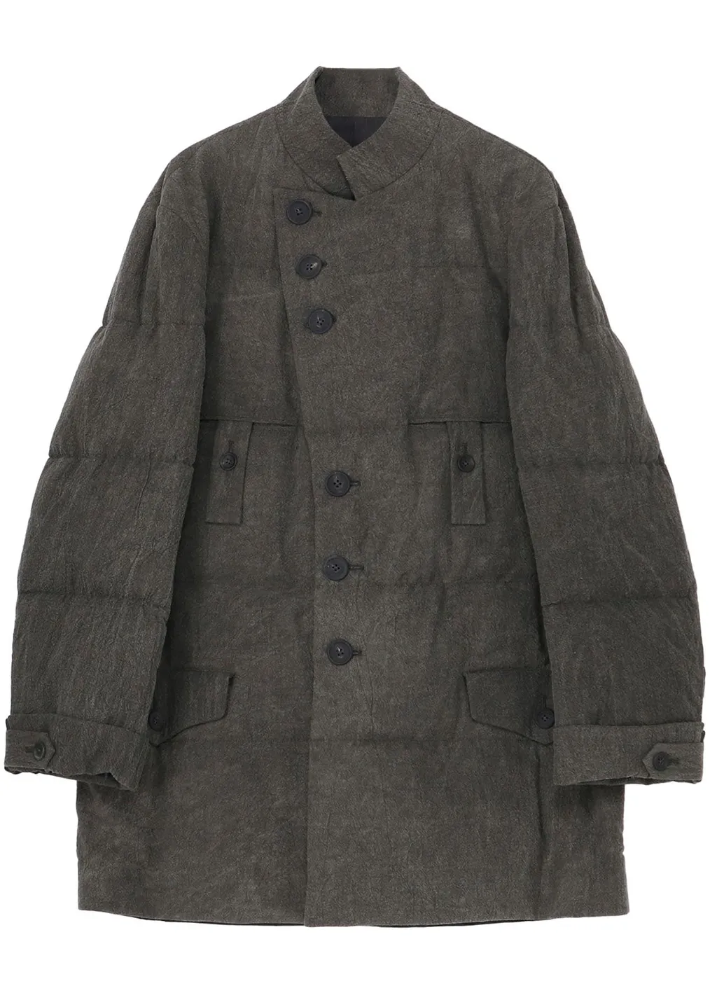 Cotton Linen Inked Horizontal Padded Long Jacket
