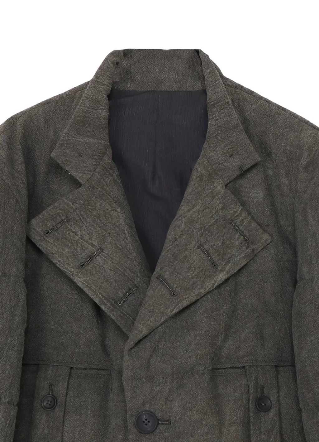 Cotton Linen Inked Horizontal Padded Long Jacket