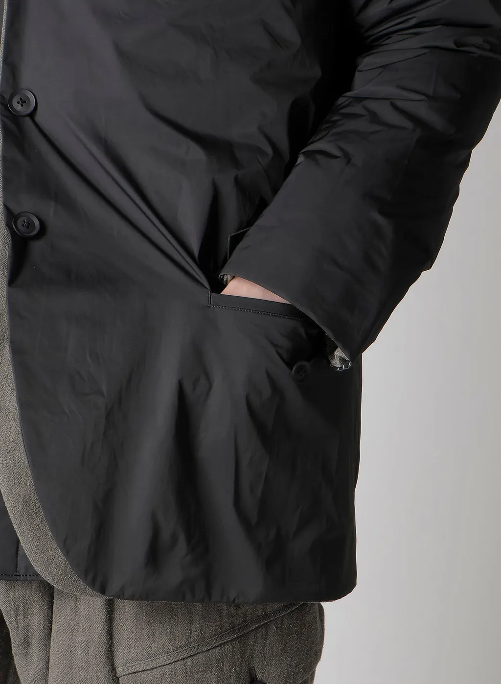Silk Linen Diagonal Padded Hooded Jacket