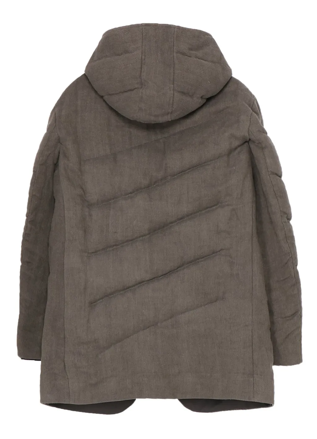 Silk Linen Diagonal Padded Hooded Jacket