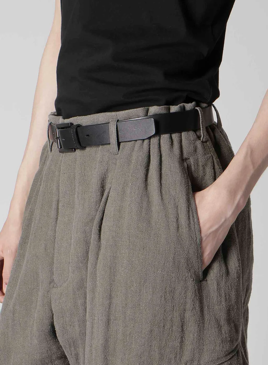 Silk Linen Diagonal Flap Padded Pants
