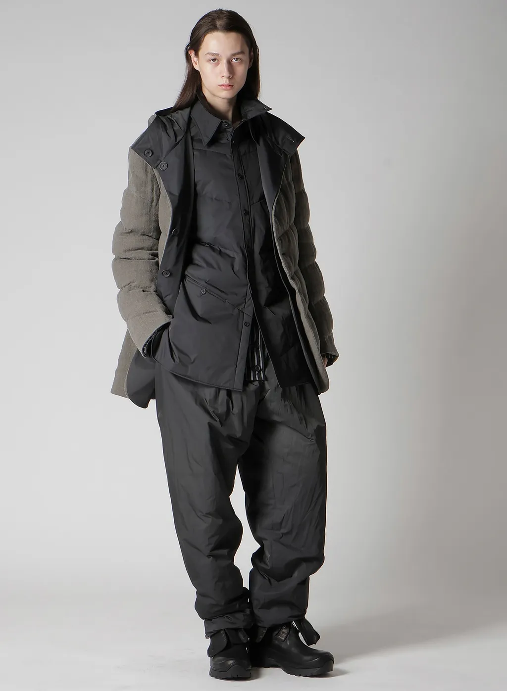 Silk Linen Diagonal Flap Padded Pants