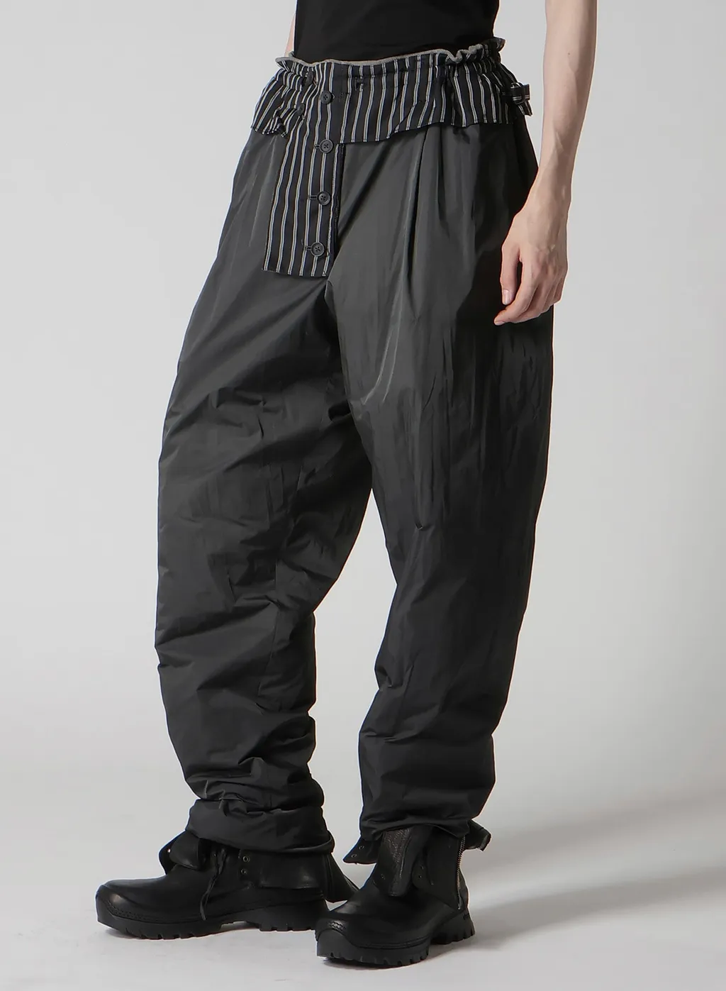 Silk Linen Diagonal Flap Padded Pants