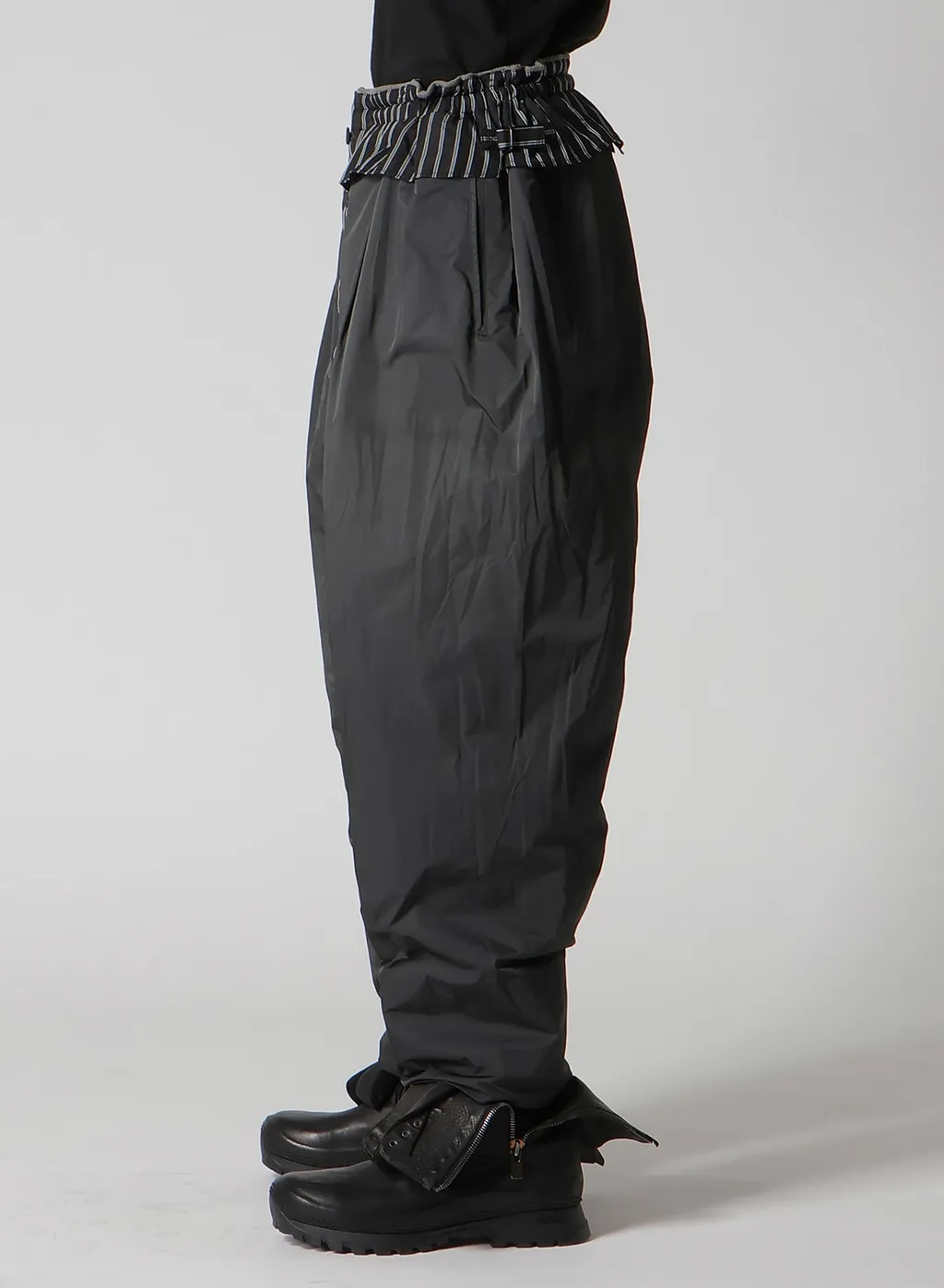 Silk Linen Diagonal Flap Padded Pants