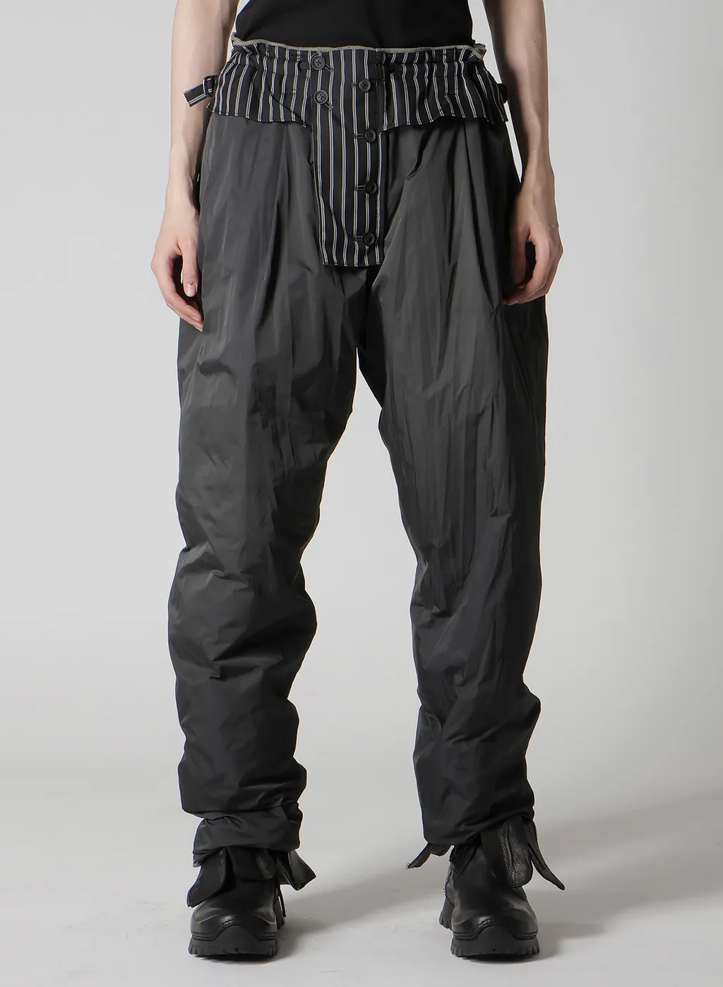 Silk Linen Diagonal Flap Padded Pants