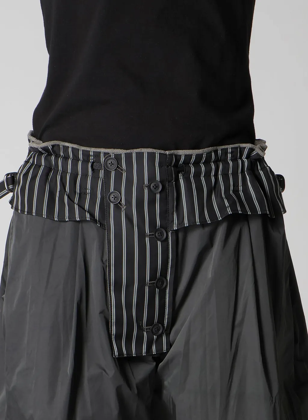 Silk Linen Diagonal Flap Padded Pants