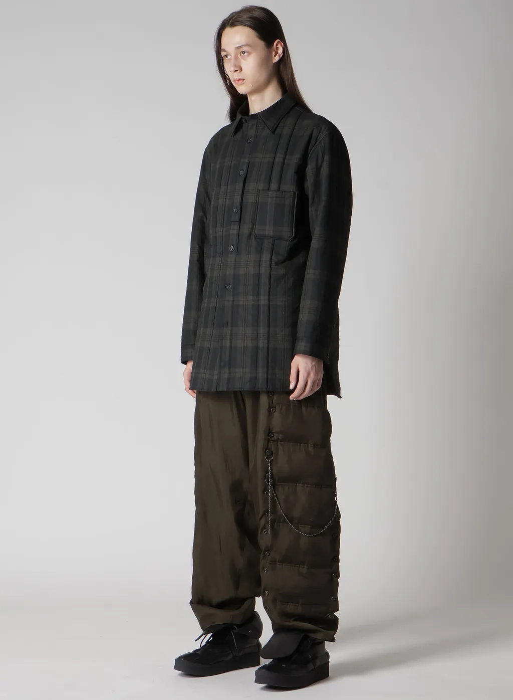 Ink Madras Plaid Padded Blouse